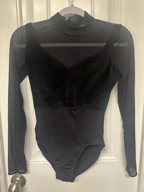 Mirella Black Sheer Long-Sleeve leotard